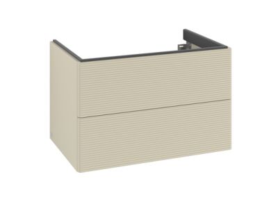 Dulap baza suspendat Villeroy & Boch Antao cu 2 sertare, 78.8x50.4cm, front texturat Silk Grey Matt