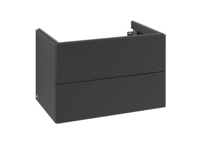 Dulap baza suspendat Villeroy & Boch Antao cu 2 sertare, 78.8x50.4cm, front texturat Black Matt