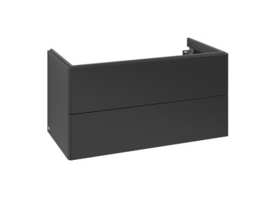 Dulap baza suspendat Villeroy & Boch Antao cu 2 sertare, 98.8x50.4cm, Black Matt