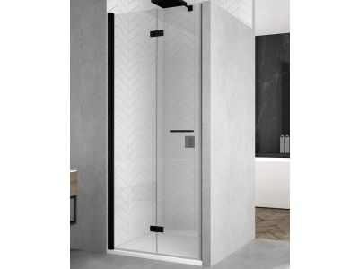 Usa de dus pliabila Ronal (SanSwiss) Solino Black Line SOLF1 80cm stanga, sticla securizata 6mm