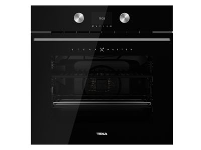 Cuptor incorporabil Teka Steak Master, grill 2x1200 W, gratar fonta, 63 litri, 12 functii, DualClean, design Infinity - cristal negru