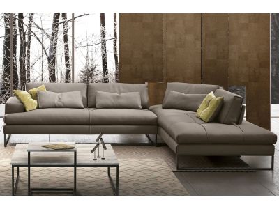 Canapea de colt Gamma Sunset 321x263cm dreapta, piele Danka F803, HandMade in Italy