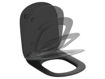 Capac WC Ideal Standard Tesi slim cu inchidere lenta, negru mat