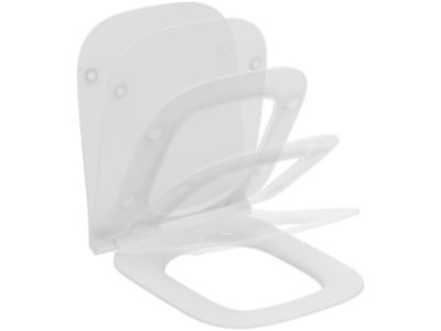 Capac wc Ideal Standard i.life A Square Slim cu inchidere lenta, balamale metalice, alb