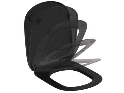 Capac WC Ideal Standard Tesi cu inchidere lenta, pentru vas cu functie de bideu, negru mat