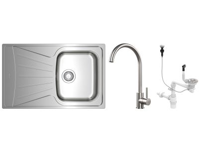 Pachet Teka Tekaway Starbright chiuveta 45 E-XP 1B 1D inox + baterie UNI 9310 XP, crom