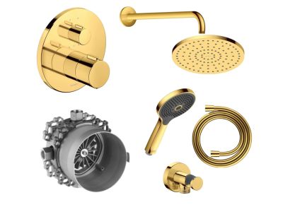 Sistem de dus incastrat termostatat Duravit Thermo Shower cu 2 consumatori, auriu lucios
