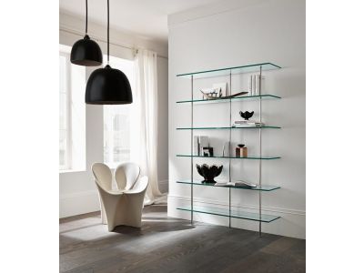 Biblioteca Tonelli Design Trasparenza, design D'Urbino e Lomazzi, 88x30cm, h 183cm, sticla transparenta