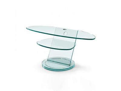 Comoda TV Tonelli Design Scenario, design Isao Hosoe,90x52cm, h50cm, sticla transparenta