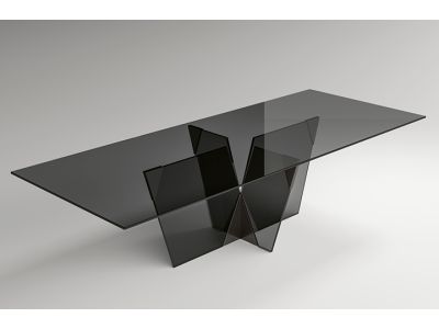 Masa Tonelli Design Crossover, design Massimo Castagna, 260x130cm, h 75cm, baza si top sticla Fume
