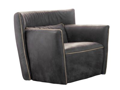 Fotoliu rotativ Gamma Tulip POL, piele Burt F615, HandMade in Italy