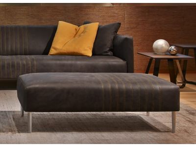 Ottoman Gamma Dandy Tuxedo 130x55cm, piele Burt F611, HandMade in Italy