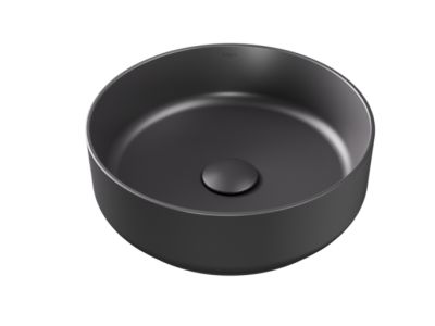 Lavoar tip bol Besco Clea Cera-Line d 34.5cm, fara orificiu baterie, fara preaplin, gri mat