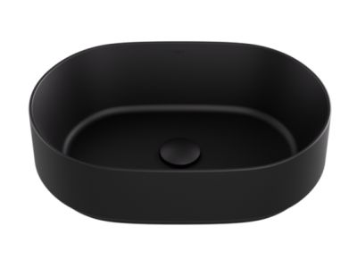 Lavoar tip bol Besco Lova Cera-Line 46x31cm, fara orificiu baterie, fara preaplin, negru mat