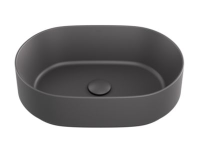 Lavoar tip bol Besco Lova Cera-Line 46x31cm, fara orificiu baterie, fara preaplin, gri mat