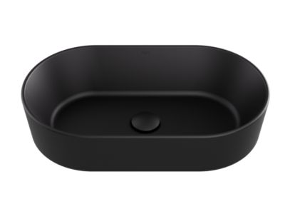Lavoar tip bol Besco Lova Cera-Line 53x31.5cm, fara orificiu baterie, fara preaplin, negru mat
