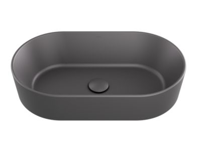 Lavoar tip bol Besco Lova Cera-Line 53x31.5cm, fara orificiu baterie, fara preaplin, gri mat