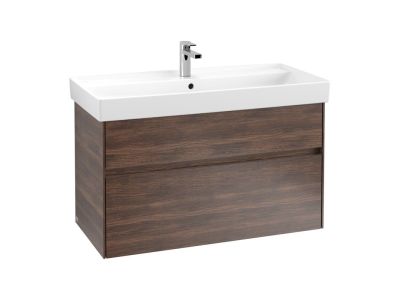 Set mobilier Villeroy & Boch Collaro cu lavoar 100x47cm, alb si dulap cu 2 sertare, 95.4x44.4cm, Arizona Oak
