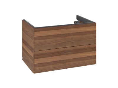 Dulap baza suspendat Villeroy & Boch Antao cu 2 sertare, 78.8x50.4cm, Warm Walnut