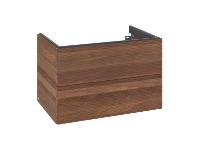 Dulap baza suspendat Villeroy & Boch Antao cu 2 sertare, 78.8x50.4cm, front texturat Warm Walnut