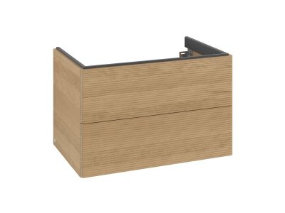 Dulap baza suspendat Villeroy & Boch Antao cu 2 sertare, 78.8x50.4cm, front texturat Honey Oak