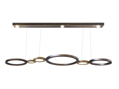 Suspensie Contardi Vegas, design Massimiliano Raggi, LED, L200cm, h208cm, bronz satinat