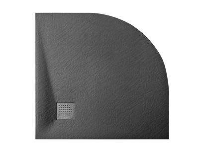 Cadita de dus semirotunda Besco Vexo Black 90x90cm, sifon cu top cleaning, negru