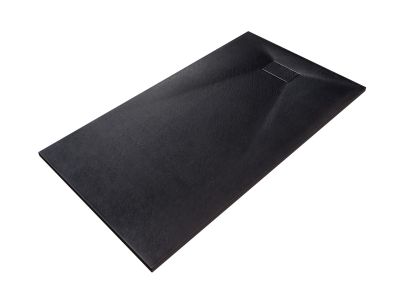 Cadita de dus Besco Vexo Black 130, 130x90cm, ultraslim, sifon cu top cleaning, negru mat
