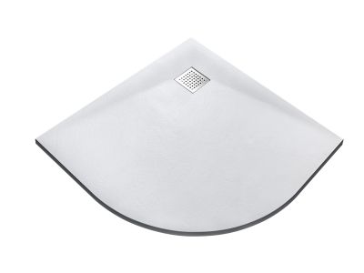 Cadita de dus semirotunda Besco Vexo 90, 90x90cm, ultraslim, sifon cu top cleaning, alb