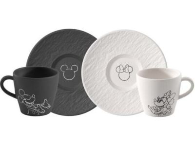 Set cesti si farfuriute cafea Villeroy & Boch Manufacture Disney Mickey Mouse, 4 piese