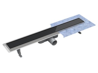 Pachet rigola de dus Besco Virgo Black cu capac sticla neagra 60cm