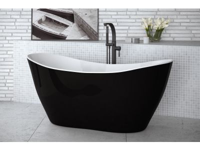 Cada freestanding Besco Viya Black & White 160x70cm, negru-alb