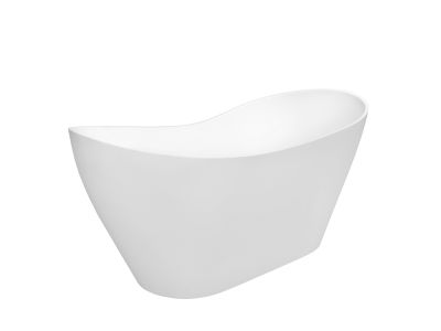 Cada freestanding Besco Viya Matt 160x70cm, alb mat, sifon click-clack cu top cleaning alb