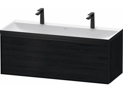 Set mobilier Duravit Vitrium cu lavoar dublu 120cm si dulap baza cu un sertar, c-bonded, stejar negru