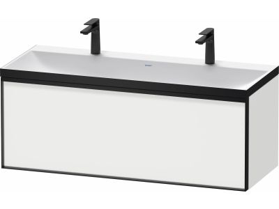 Set mobilier Duravit Vitrium cu lavoar dublu 120cm si dulap baza cu un sertar, c-bonded, alb mat
