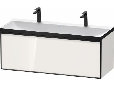 Set mobilier Duravit Vitrium cu lavoar dublu 120cm si dulap baza cu un sertar, c-bonded, alb lucios
