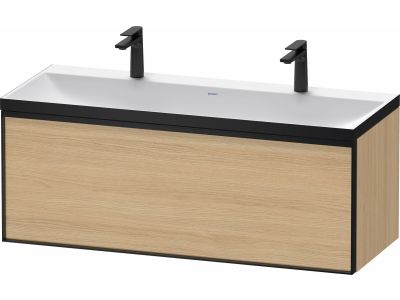 Set mobilier Duravit Vitrium cu lavoar dublu 120cm si dulap baza cu un sertar, c-bonded, stejar natur