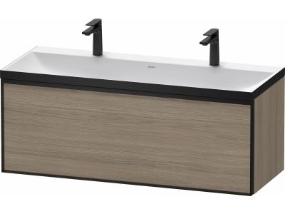Set mobilier Duravit Vitrium cu lavoar dublu 120cm si dulap baza cu un sertar, c-bonded, stejar terra