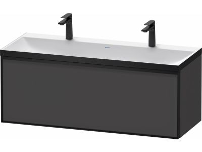 Set mobilier Duravit Vitrium cu lavoar dublu 120cm si dulap baza cu un sertar, c-bonded, grafit mat