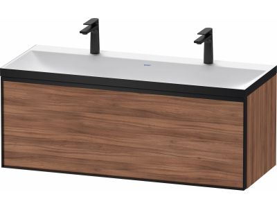 Set mobilier Duravit Vitrium cu lavoar dublu 120cm si dulap baza cu un sertar, c-bonded, nuc natur
