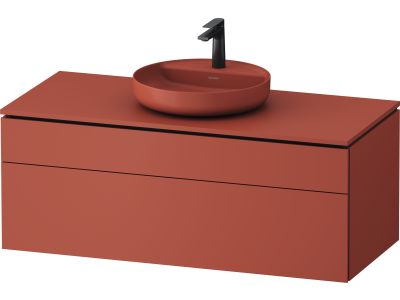 Dulap baza suspendat Duravit Vitrium pentru lavoare pe blat, 122cm, cu un sertar, rosu mat