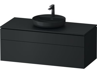 Dulap baza suspendat Duravit Vitrium pentru lavoare pe blat, 122cm, cu un sertar, gri inchis mat