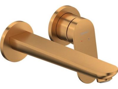 Baterie lavoar Duravit Wave din 2 elemente, de perete, necesita corp ingropat, bronz periat
