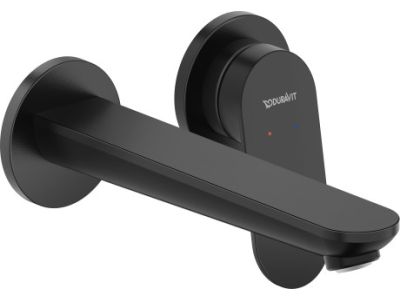 Baterie lavoar Duravit Wave din 2 elemente, de perete, necesita corp ingropat, negru mat