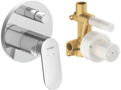 Baterie cada - dus Duravit Wave cu montaj incastrat, corp ingropat inclus, crom