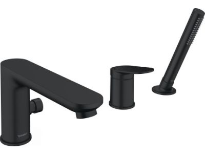 Baterie cada Duravit Wave din 3 elemente, montaj pe cada, negru mat