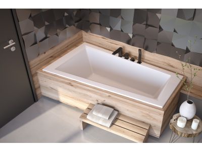 Cada baie asimetrica Besco Intima Slim 150x85cm, acril, orientare stanga