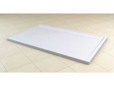 Cadita de dus dreptunghiulara Ronal (SanSwiss) ILA WIA, 80x90cm slim, marmura sintetica, alb