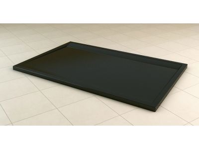 Cadita de dus dreptunghiulara Ronal (SanSwiss) ILA WIA, 80x120cm slim, marmura sintetica, negru