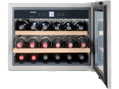 Vitrina de vinuri incorporabila Liebherr GrandCru WKEes 553, 18 sticle, usa sticla, clasa G, montare sub blat, inox